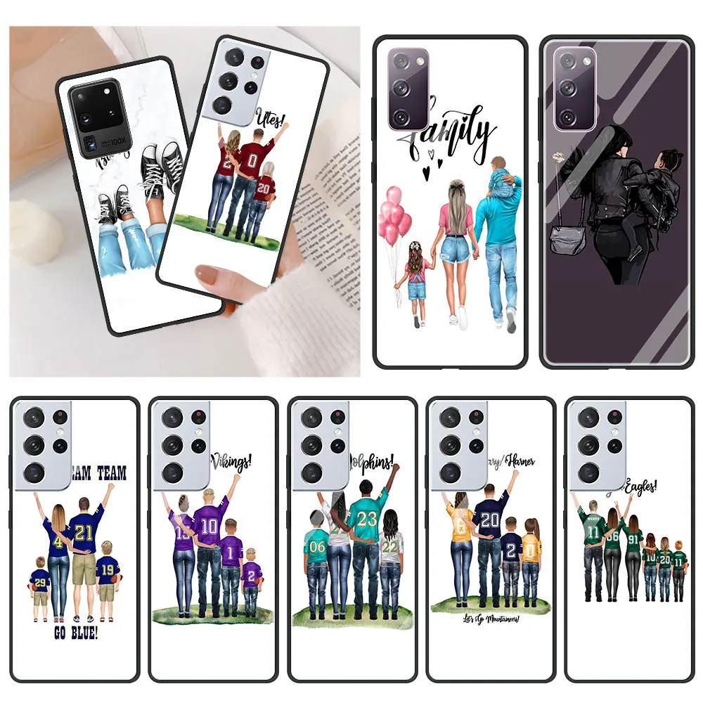 

Baby Mother Girl Family Case for Samsung Galaxy S20 FE S21 S20 Ultra S10E S10 Lite S9 S8 Plus Tempered Glass Soft Edge Shell