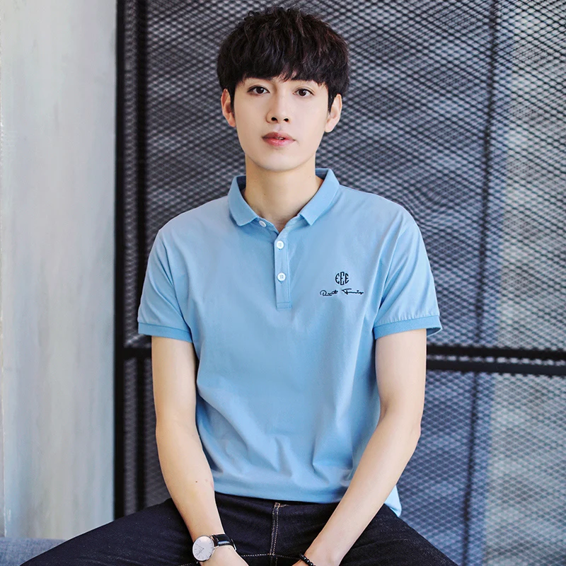 Мужская рубашка-поло MuLS брендовая летняя хлопковая с принтом против морщин