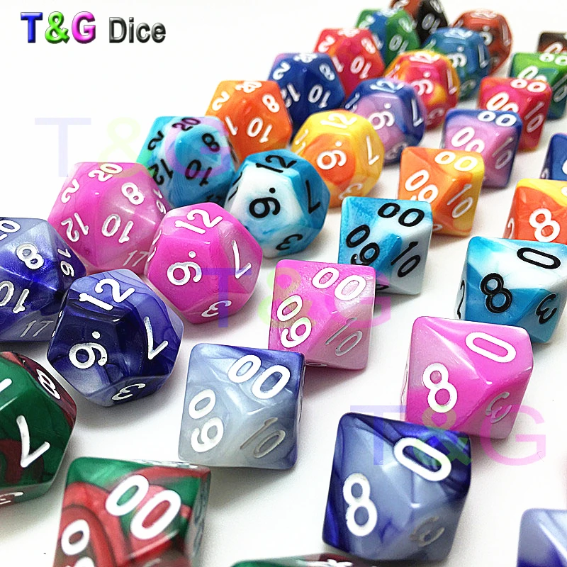 T & G 7 шт./компл. D4 D20 небулярный эффект трпг мульти сторонние игровые кубики для