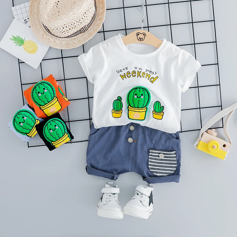 

Летняя одежда для малышей HYLKIDHUOSE, одежда для маленьких девочек и мальчиков, повседневные комплекты одежды, детская хлопковая футболка и шор...