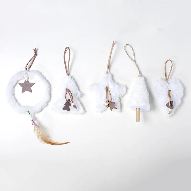 5 шт./компл. подвеска на рождественскую елку розовое белое сердце звезда перо