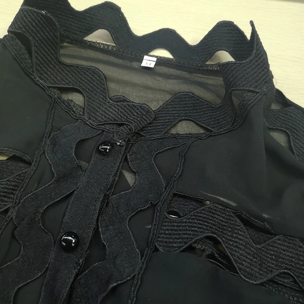 Шифоновый костюм с длинным рукавом белого и черного цвета элегантные женские