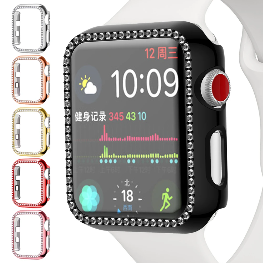 

Diamond Protector Cover Hard PC Case For Apple Watch 6 5 4 SE 40mm 44mm Crystal Rhinestone Case For IWatch Series 123 38mm 42mm