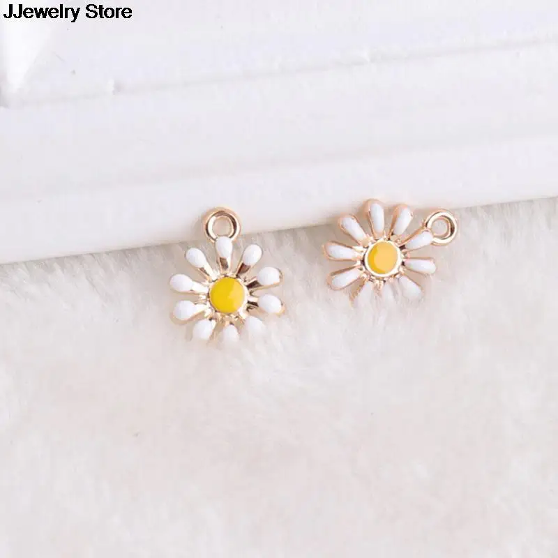 10 шт. эмаль Подсолнух форма маргаритки сплав золотой тон очаровательные серьги
