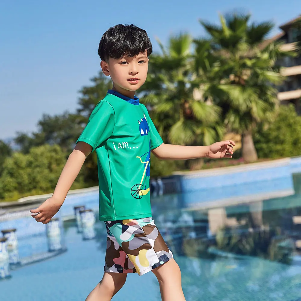 Детский купальный костюм из двух предметов для мальчиков с длинными рукавами (От