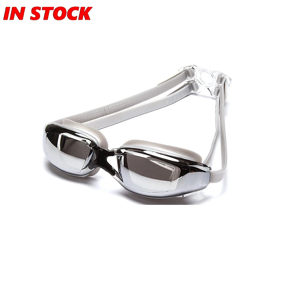 

adult swimming goggles set goggles + mirror box + silicone nose clip + earplugs + PU swimming cap + bag Anti-fog anti-UV