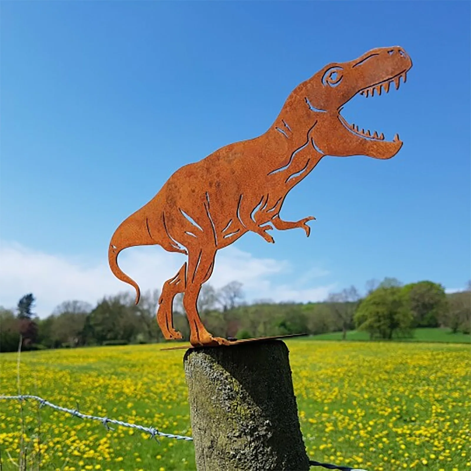 Художественный металлический динозавр декоративные ставки садовый силуэт
