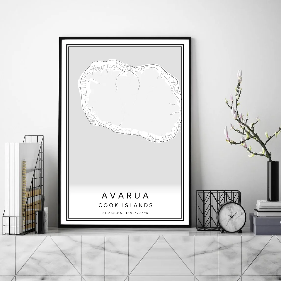 AVARUA of Cook Islands city map print poster canvas wall art |