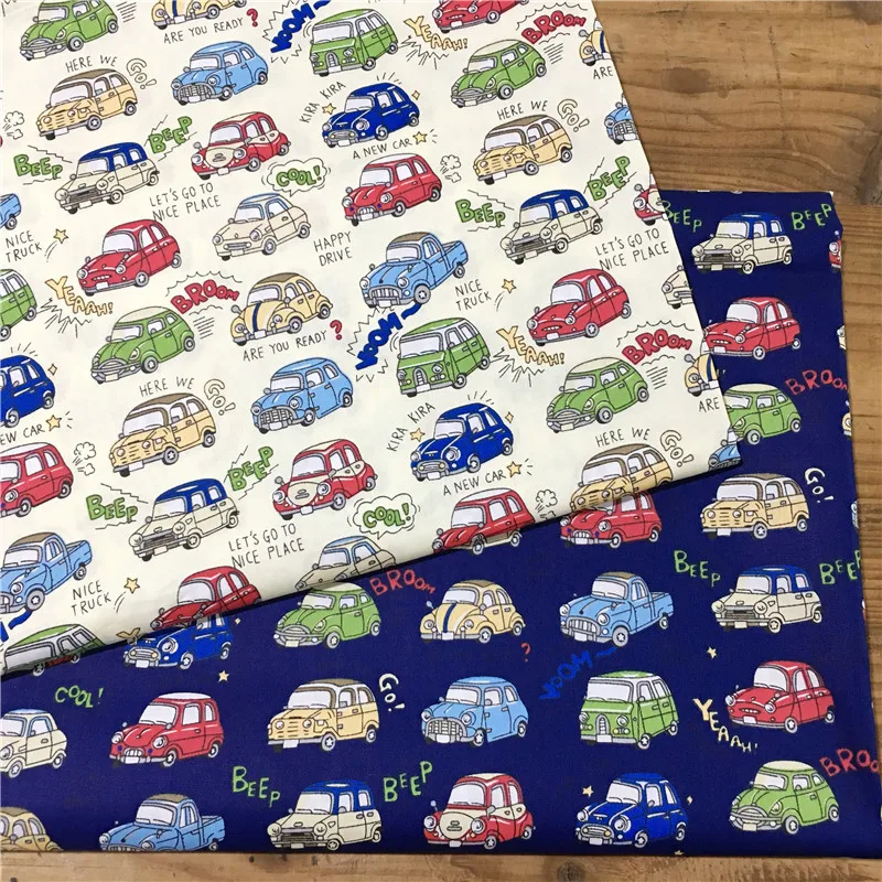 Мультяшный автомобиль хлопчатобумажная ткань с принтом стеганая для