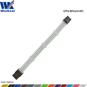 WinKool ATX EPS CPU 8pin Female to Male 4 + 4pin 18AWG PSU рукав удлинителькабель с белой черной оплеткой