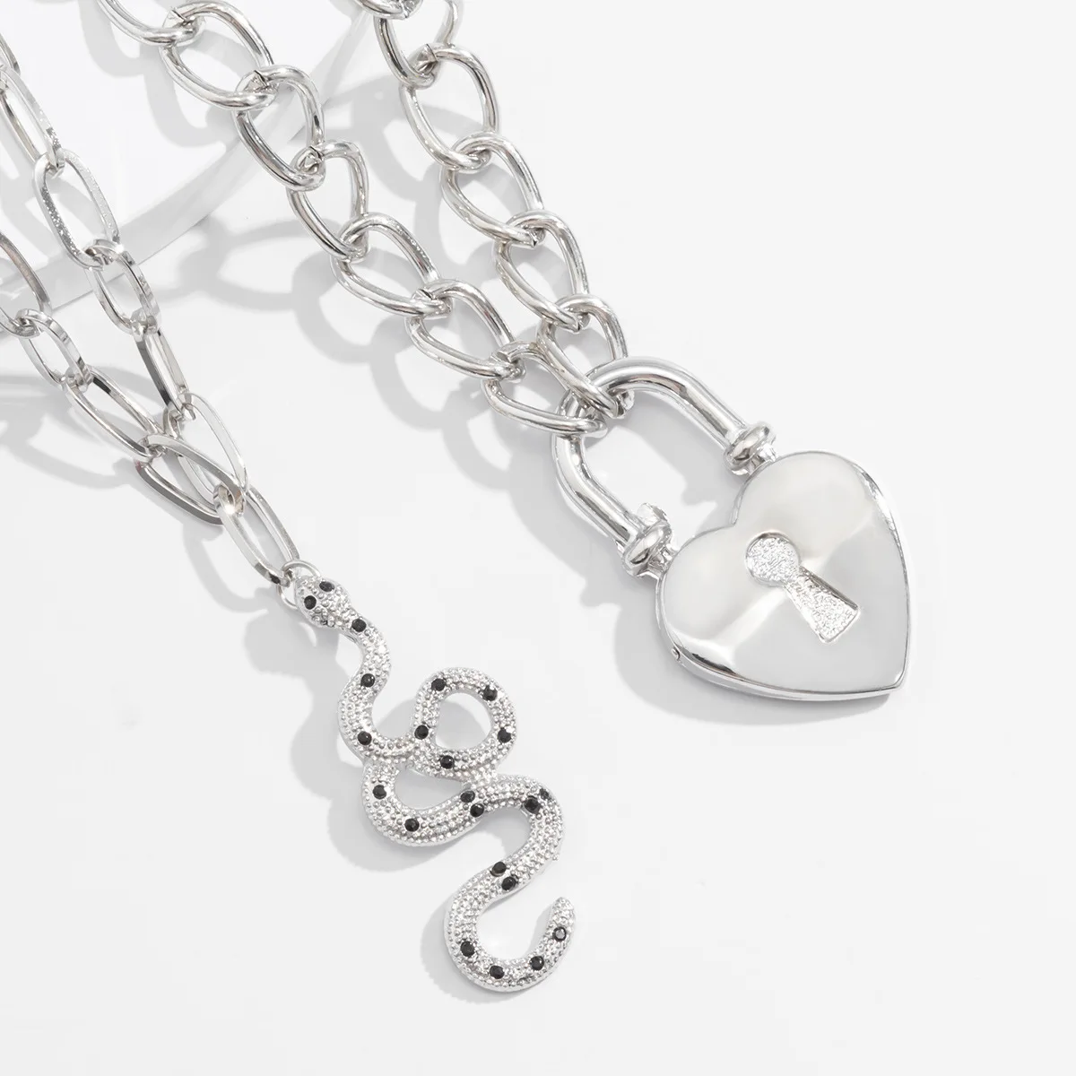 

Lock Snake Necklace Padlock Pendants Women Men Punk Stainless Steel Chunky Chain Jewelry On The Neck 2021 Aesthetic Accessories