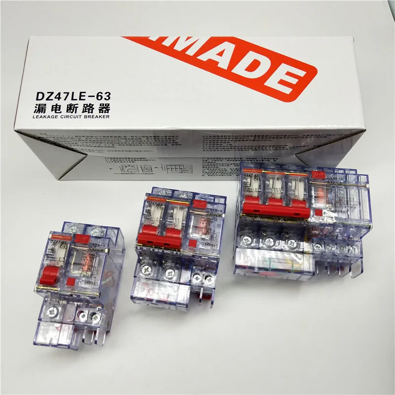 AC220V 400V DZ47LE 63 6A 10A 16A 20A 25A 32A 40A 50A 63A прозрачный остаточный ток утечки на землю защиты