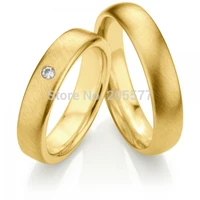 top quality classic brushed finish european style gold plating titanium wedding bands couple his and hers lovers ring