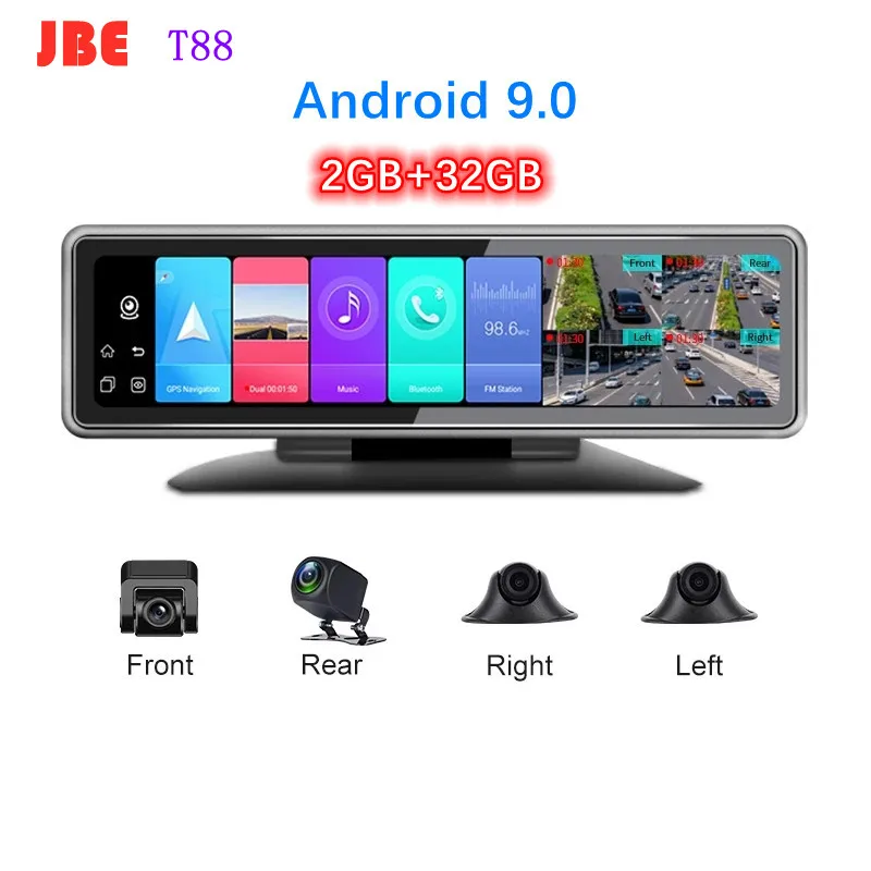 

Автомобильный видеорегистратор, 4 камеры, 4G, Android 9,0, GPS-навигация, HD 720P, видеорегистратор с приборной панелью, Wi-Fi, дистанционное управление че...