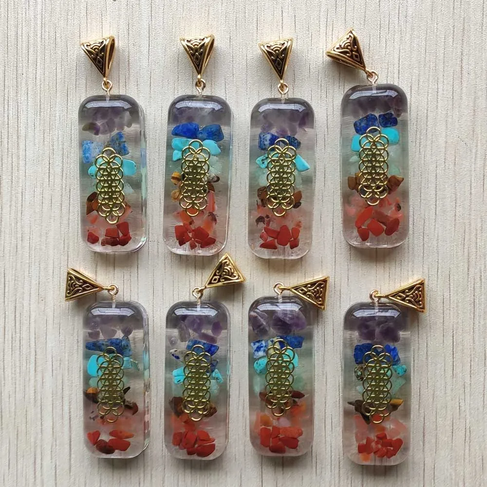 

Wholesale 8pcs/lot 2020 new retro colorful natural green aventurine red onyx 7 colors stone cuboid shape charms pendants free