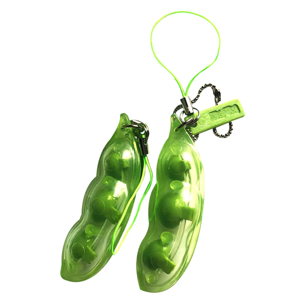

Cute Expression Pea Keychain AntiStress Bouncing Squeeze Press Pod Bean Portable Decompression Phone Bag Decor Toy For Kid Adult