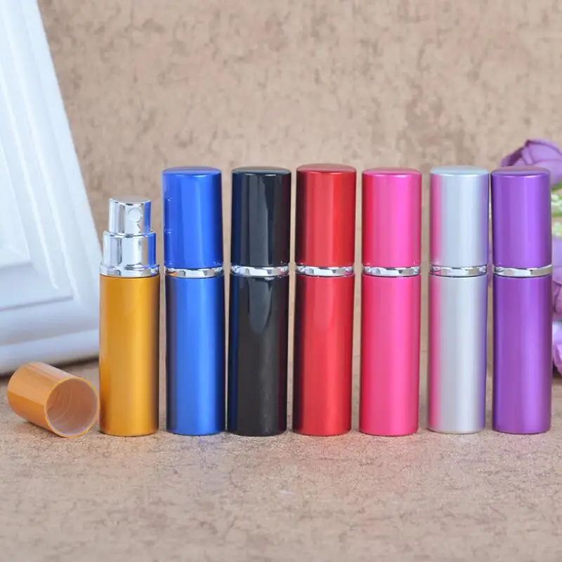 Мини-флакон для духов с распылителем 5 мл алюминиевый анодированный компактный