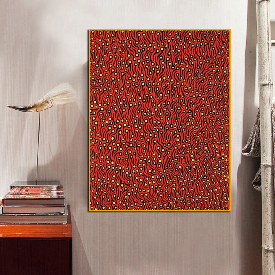 Yayoi Kusama красный Головастик абстрактная картина настенная живопись домашняя декоративная художественная картина Печать на холсте Печать настенная живопись