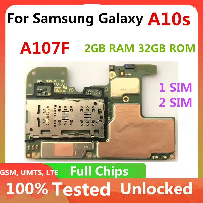 100% оригинальная разблокированная Логическая плата для Samsung Galaxy A10S A107F