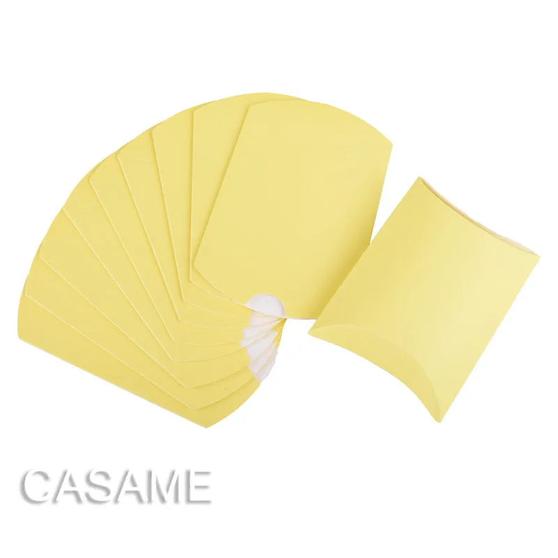 Yellow 25 шт., Подарочная коробка для конфет на подушку, новинка, бумажная подушка в форме подушки, свадебные подарочные коробки, вечерние подарочные коробки для пирога, Экологичная Подарочная коробка из крафт-бумаги - Цвет: Yellow