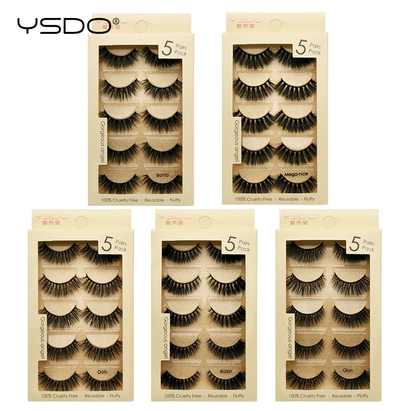 YSDO 10 коробок 3d норковые ресницы наращивание ресниц Искусственные накладные 50 пар