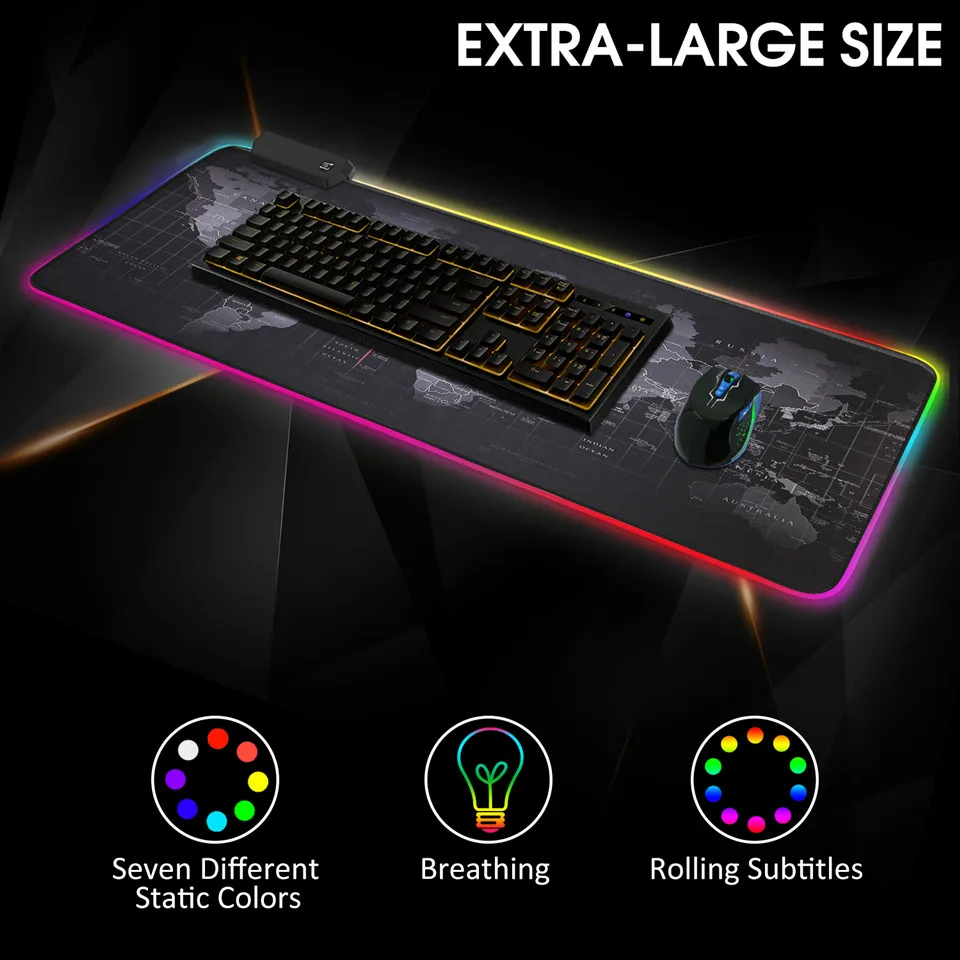 Игровой коврик для мыши RGB коврик для мыши геймерский компьютерный коврик для мыши RGB коврик с подсветкой Mause большой коврик для мыши XXL для настольной клавиатуры Компьютерные мыши с подсветкой коврик