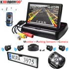 Комплект датчиков для парковки Koorinwoo, рама для номерного знака автомобиля, камера заднего вида, монитор парковки, 4 радара, видео система