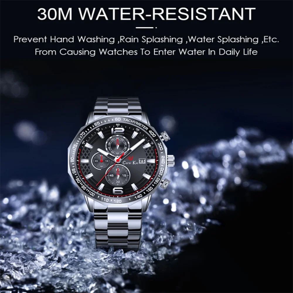 

Carsikie Men's Quartz Watch Sports Waterproof Luminous Watches For Gentleman Luxury Brand Silicone Strap Clock Relogio