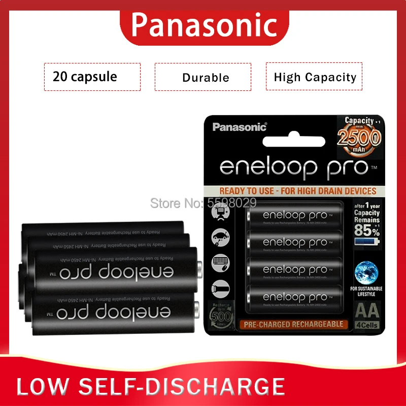

20pcs Panasonic 1.2V 2500mAh NI-MH AA rechargeable battery For Flashlight Camera remote control PreCharged high capacity Battery