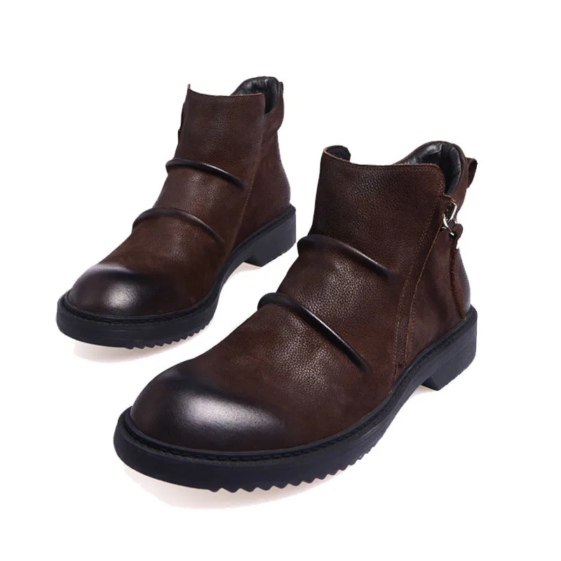 Новинка модная зимняя обувь с боковой молнией ботильоны из натуральной кожи