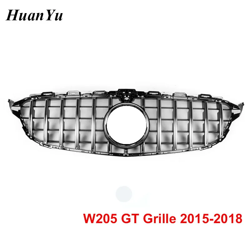 Замена переднего губа GT гриль для Mercedes W205 Sport Edition гоночный с камерой C180 C200 2015 2016 2017