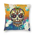 Квадратная подушка мексиканский сахарный череп чехол для домашней декоративной подушки на Хэллоуин День мертвых дней наволочка для дивана