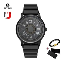 new eutour magnetic ball watches for men quartz wristwatches man wristwatch waterproof clock stainless steel erkek kol saati