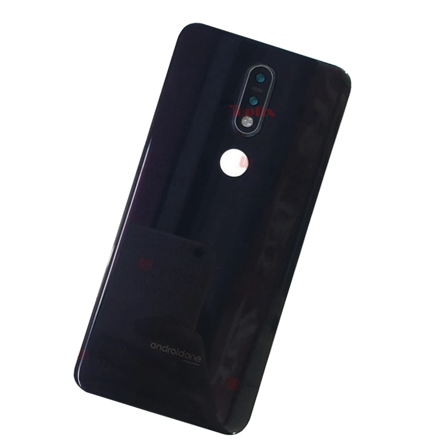Black Чехол для Nokia 7,1 С Батарейным корпусом, Задняя стеклянная крышка, чехол на заднюю панель, Замена для Nokia 7,1 с объективом камеры и логотипом - Цвет: Black