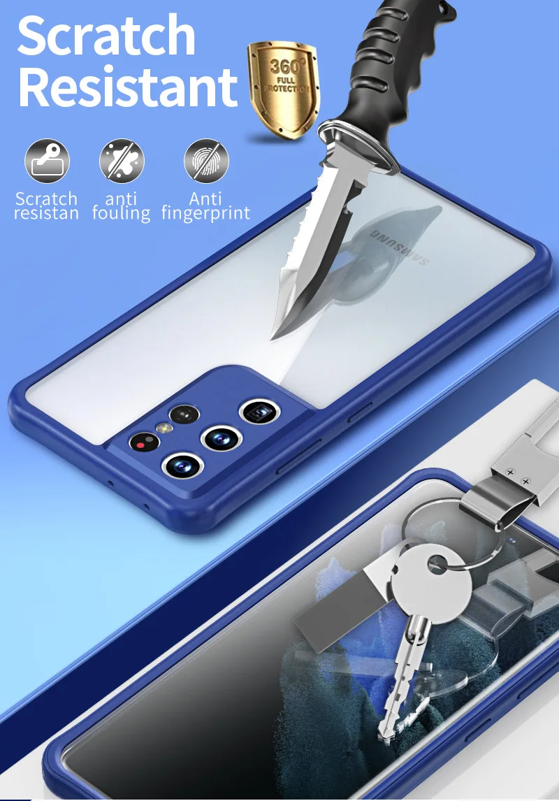 

Double sided glass case for S21 S21 Plus S21 Ultra with All inclusive TPU border Fall prevention case Crystal color covers
