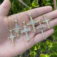 fashion hip hop jewelry copper zircon personality cross pendant necklace trendy 18k chain necklace