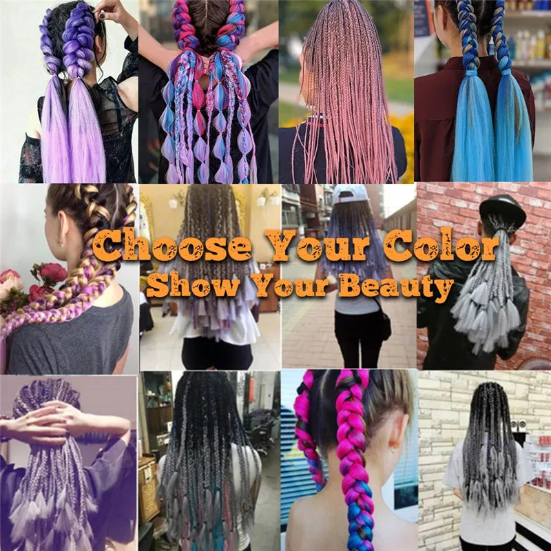 

Two Color Gradient Jumbo Braid HairHair Extensions High Temperature Fiber Braids For Women