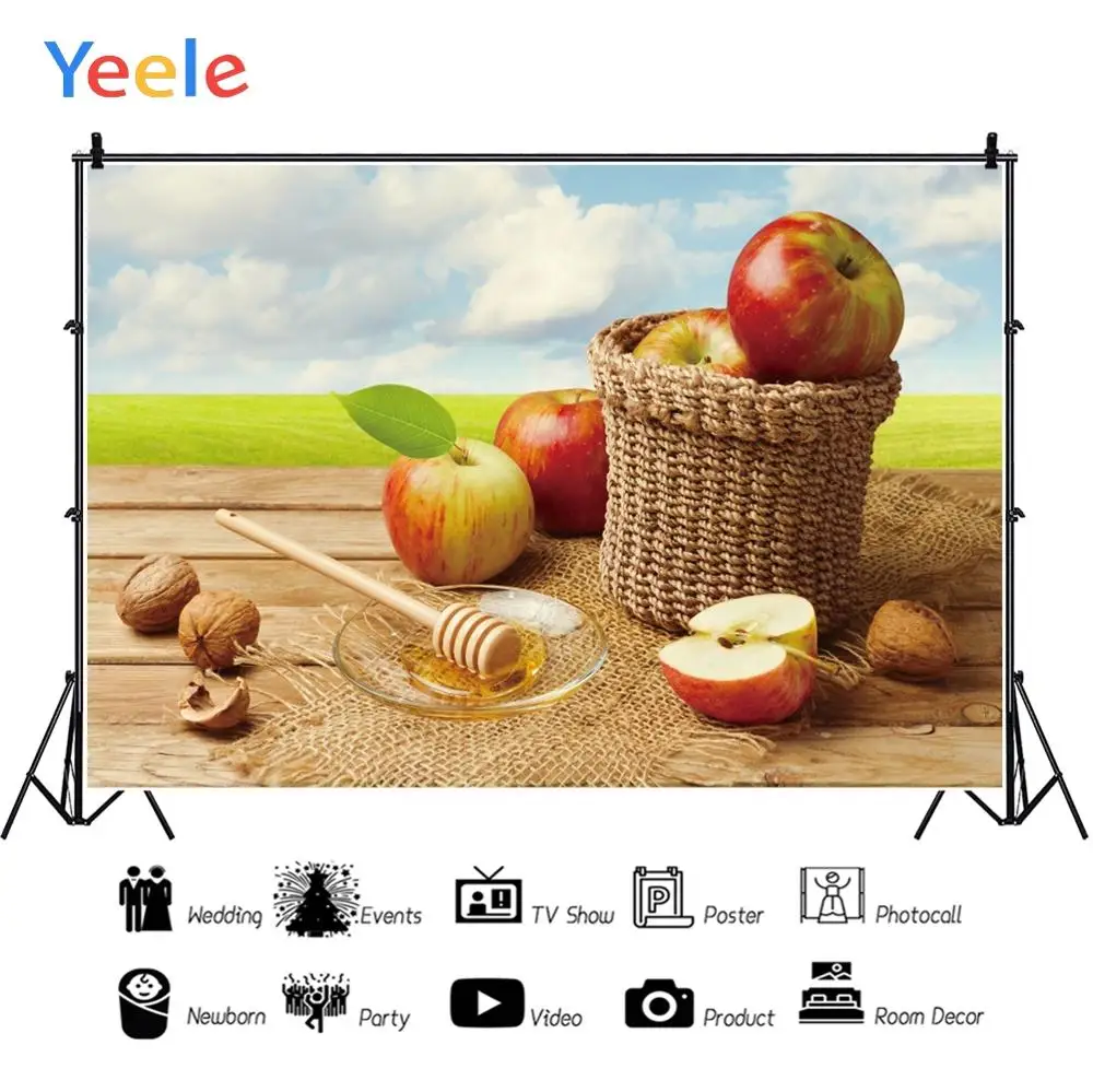 Yeele Rosh Hashanah мед яблоки корзина облака трава фотографии фоны индивидуальные