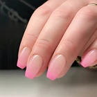 24 шт., блестящие натуральные накладные ногти для французского маникюра