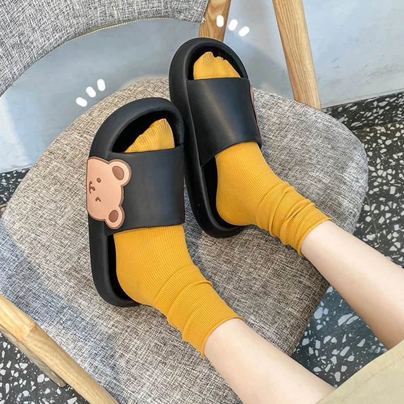 Summer slippers sandals women men's indoor slippers non-slip soft household couple cartoon flip flops bear beach sandals shoes