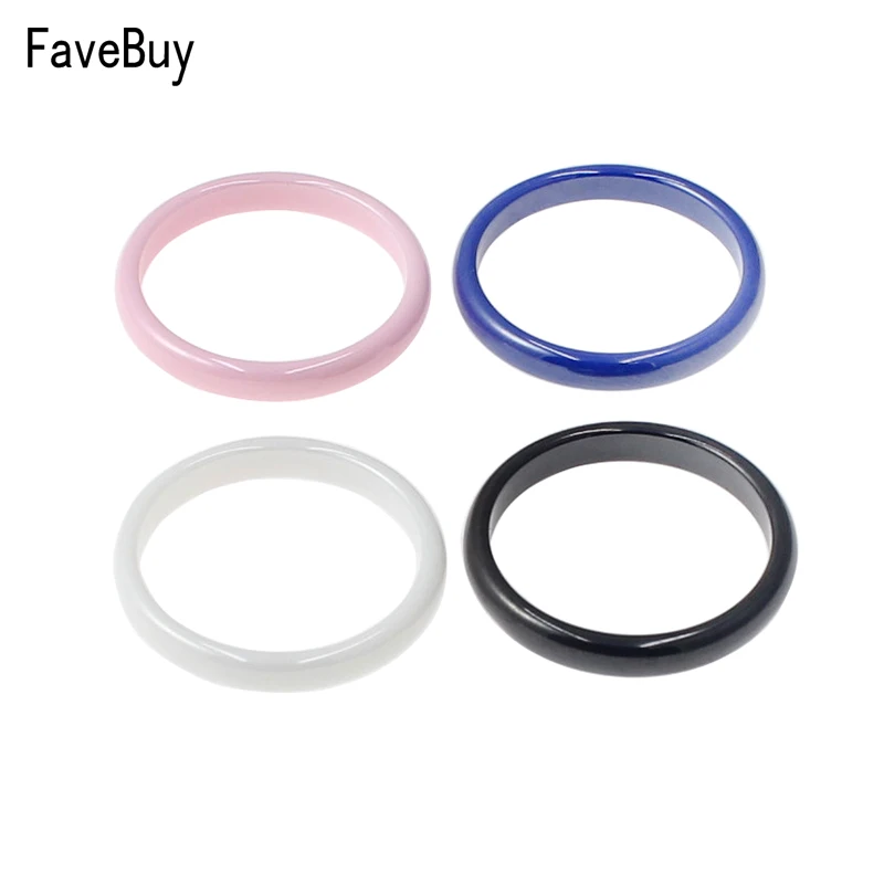 

3mm Ceramic Ring Jewelry For Women Blue Pink Black White Solid Thin Rings Smooth Cute Gift Minimalist Never Fade Size 6 7 8 9