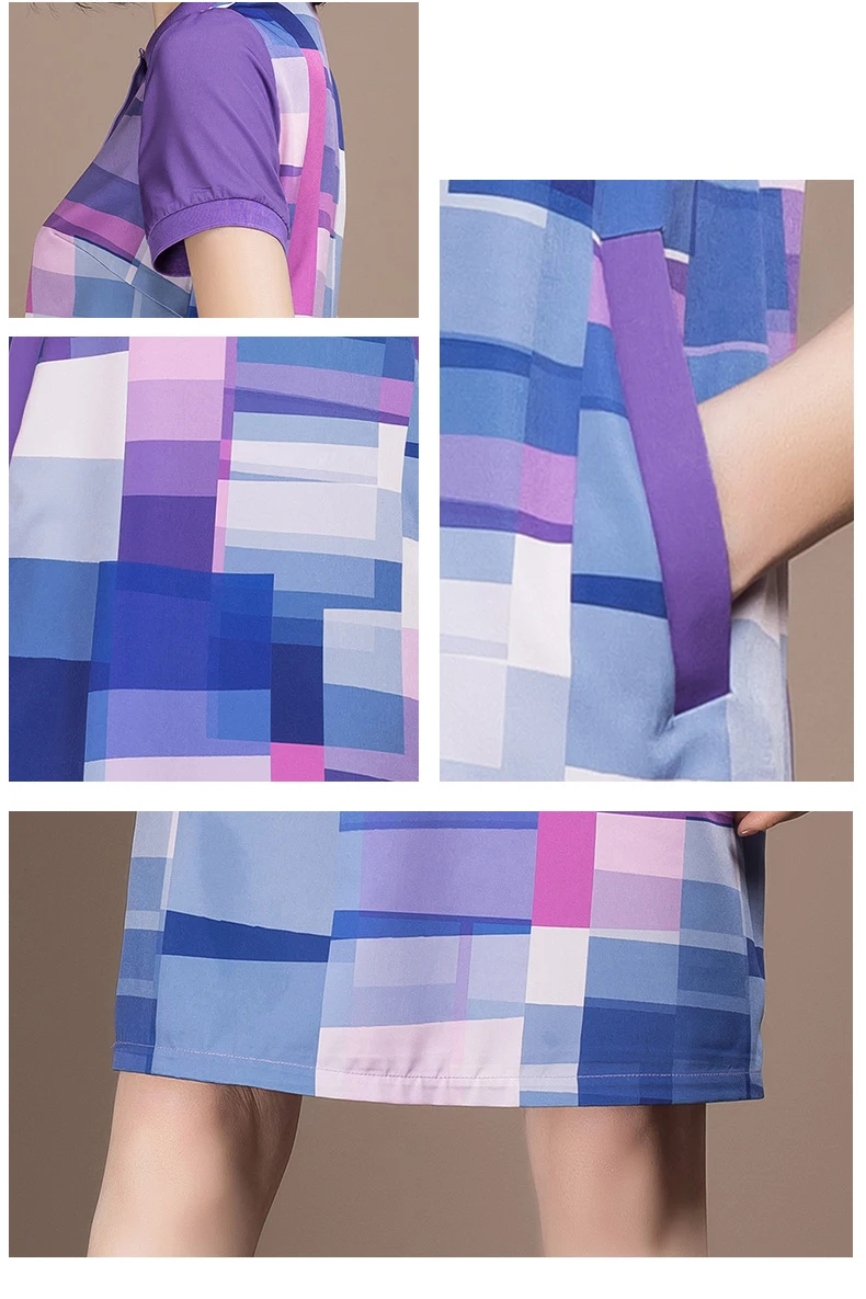 

Casual 2021 Ladies Summer Short Sleeve Irregular Printing Straight Dress Female