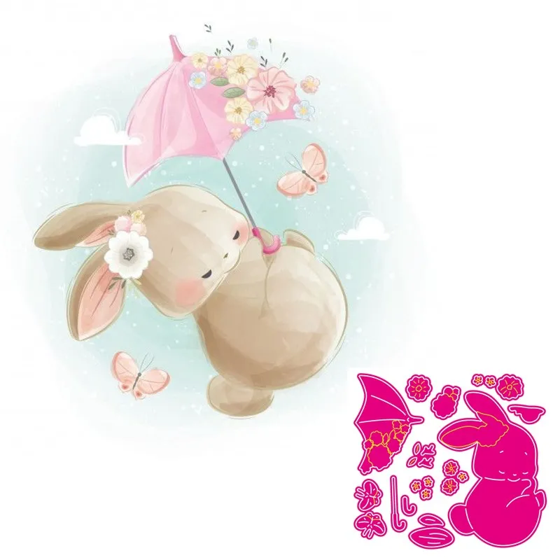 

Rabbit Metal Cutting Dies Lovely Animals Doll Stencil for DIY Scrapbooking Craft Cards Decoration