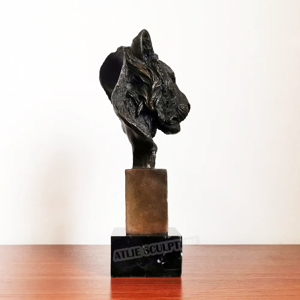 Бронзовая голова тигра скульптура Статуэтка дикая природа Тигр бюст статуя