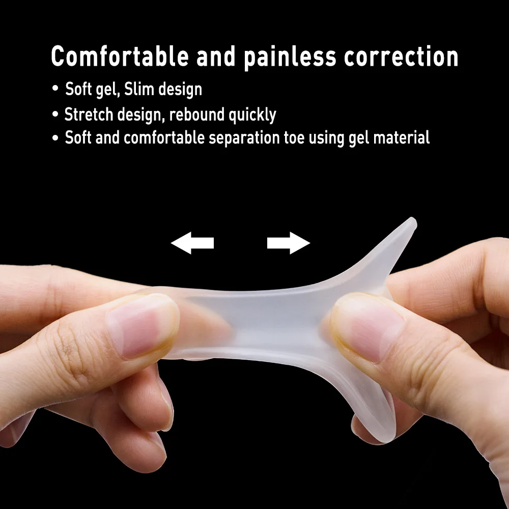 

8PCS Zachte Transparante EenVormige Teen Separator Overlappende Tenen Correcttor Pijnbestrijding Silicone Foot Care Tool