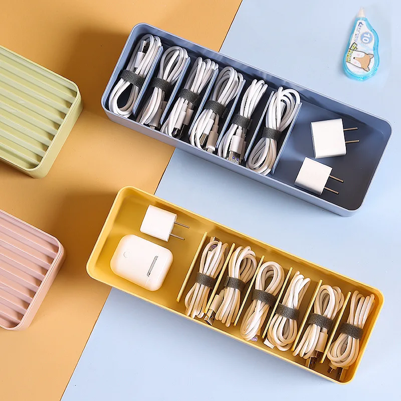home supplies cable organizer stationery plastic storage container charger desk wire case mobile phone accessories tool box free global shipping
