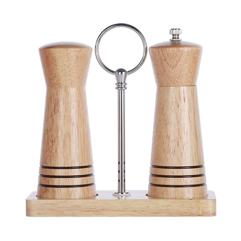 

Деревянная мельница для соли и перца, шейкер с подставкой, ручной механизм, многоразовая мельница для специй