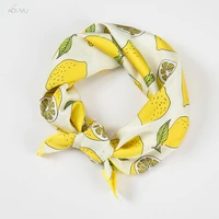 aomu square scarf hair tie band for business party women cute lemon pattern head head neck satin silk scarf 5050cm