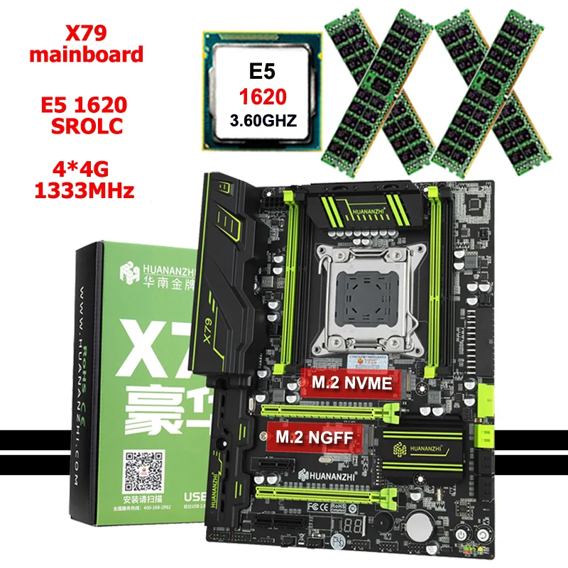 Материнская плата HUANANZHI X79 CPU RAM combos Xeon E5 1620 SROLC (4*4G)16G DDR3 RECC memorry все хорошо