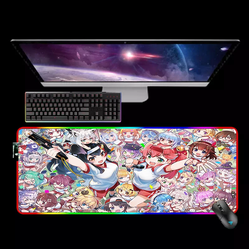 

Gaming Mouse Pad Anime Rgb Mat Hololive Mouse Mats Xxl Pc Gamer Mause Pad Computer Desk Diy Mousepad Xxl Mice Keyboards Office